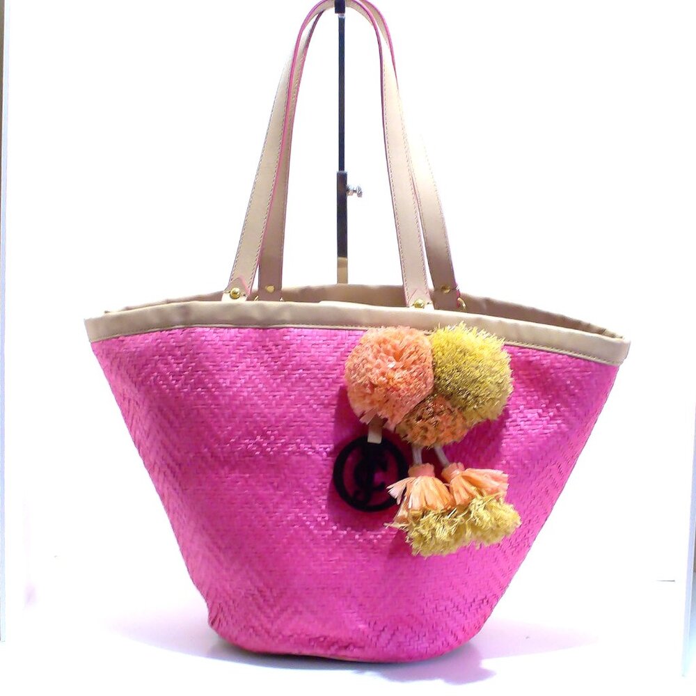 Juicy Couture, Lynn North Shore Straw Tote Bag with Straw Flowers